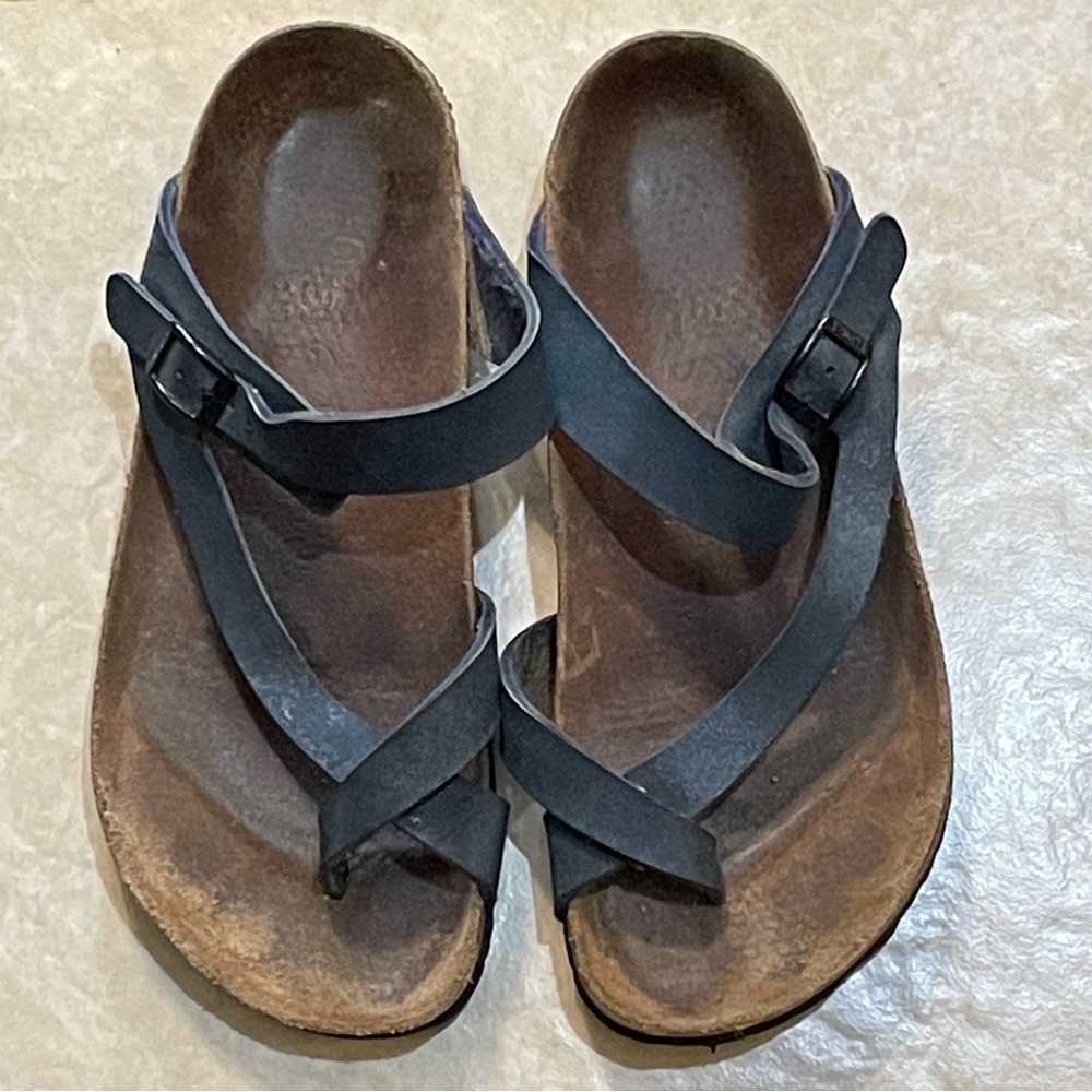 Birkenstock Birkis Mayari Blue Strap Leather Sandal US Women Sz 8 Well-Worn